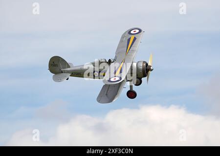 Gloster Gladiator zeigt sich auf dem Shuttleworth Collection Festival of Flight Air Show Old Warden im Juni 2024 Stockfoto