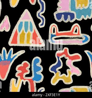 Farbenfrohe abstrakte Formen, perfekt für Hintergründe, Webdesign, digitale Kunst, Werbung, Poster, und kreative Projekte, die brillante Grafiken benötigen. Stockfoto