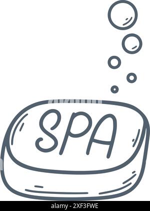 Seife mit Seife, handgezeichnet, Clip Art. ECO-Produkte für Spa und Körperhygiene Tinte Kritzelstil, Vektorgrafik Stock Vektor