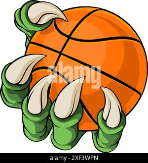 Basketball Ball Kralle Cartoon Monster Animal Hand Stock Vektor