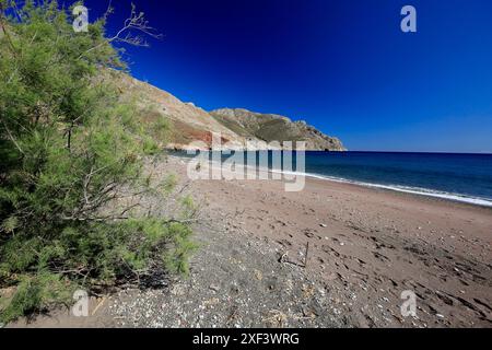 Eristos Strand, Tilos, Dodecanese Inseln, südliche Ägäis, Griechenland. Stockfoto