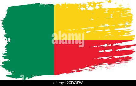 Benin-Flagge, breiter Pinselstrich auf transparentem Hintergrund, Vektor. Stock Vektor