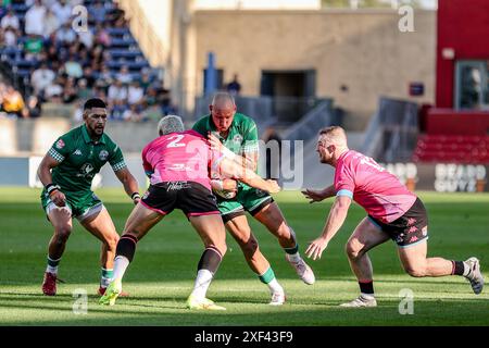 Chicago, USA, 29. Juni 2024. Das Major League Rugby (MLR) Chicago Hounds Center, BILLY MEAKES, tritt im SeatGeek Stadium gegen die Miami Sharks vor. Stockfoto