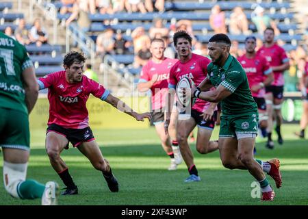 Chicago, USA, 29. Juni 2024. Major League Rugby (MLR) Chicago Hounds tritt im SeatGeek Stadium gegen die Miami Sharks vor. Stockfoto