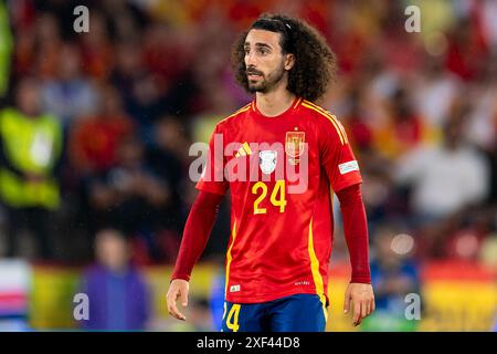 KÖLN, DEUTSCHLAND - JUNI 30: Marc Cucurella aus Spanien sieht beim Achtelfinale der UEFA EURO 2024 im Kölner Stadion am 30. Juni 2024 in Köln an. (Foto: Joris Verwijst/BSR Agency) Stockfoto