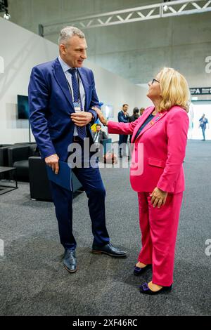 Ukrainische Wiederaufbaukonferenz URC. Svenja Schulze (SPD), Bundesministerin für wirtschaftliche Zusammenarbeit und Entwicklung, Bürgermeister von Kiew, Vitali Klitschko. Berlin, 11. Juni 2024. Fotografiert im Auftrag des Bundesministeriums für wirtschaftliche Zusammenarbeit und Entwicklung Stockfoto