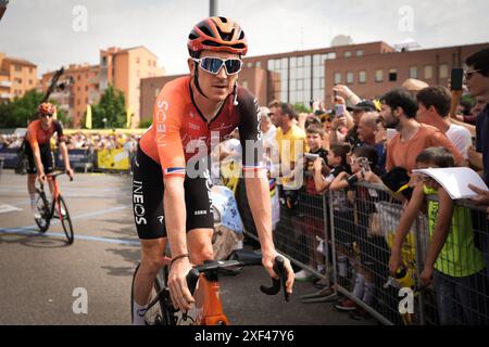 Piacenza, Italien. Juli 2024. Geraint Thomas (Ineos Grenadiers) zu Beginn der Tour de France Stage 3 von Piacenza nach Turin im Viale Malta - Sport, Radfahren - Piacenza, Italien - Montag, 1. Juli 2024 (Foto: Massimo Paolone/LaPresse) Credit: LaPresse/Alamy Live News Stockfoto