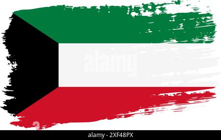 Kuwait-Flagge, breiter Pinselstrich auf transparentem Hintergrund, Vektor. Stock Vektor