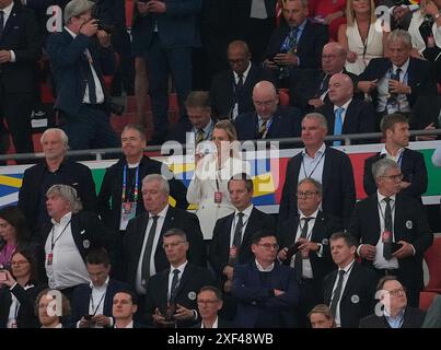 Juni 2024, Allianz-Arena, München, Deutschland, EM UEFA 2024, Gruppe A, Deutschland gegen Schottland, im Bild Rudi Voller, Andreas Rettig, Vorstandsvorsitzender der Deutschen Lufthansa Carsten Wilfried Spohr. Stockfoto