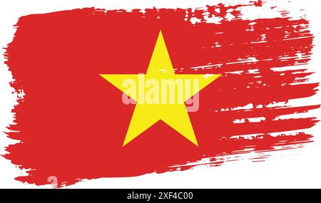 Vietnam-Flagge, breiter Pinselstrich auf transparentem Hintergrund, Vektor. Stock Vektor