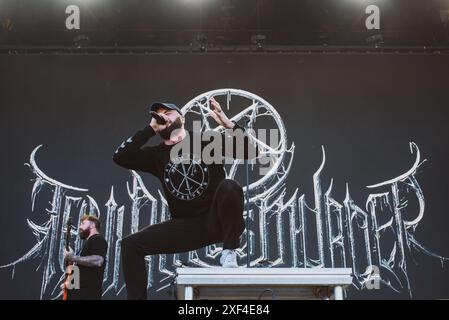 Die australische Band Thy Art Is Murder trat 2024 beim dänischen Copenhell Festival auf. Anrede: Andrea Pinna Stockfoto