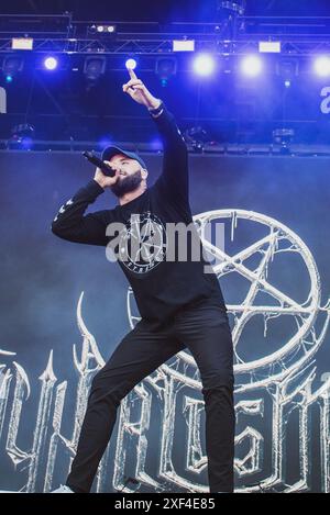 Die australische Band Thy Art Is Murder trat 2024 beim dänischen Copenhell Festival auf. Anrede: Andrea Pinna Stockfoto