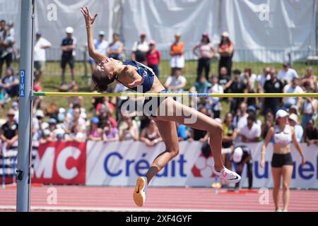 Angers, Frankreich. Juli 2024. MENIKER Nawal CA Montreuil 93 FINALHAUTEURE FRAUEN während der französischen Leichtathletik-Meisterschaft 2024 am 30. Juni 2024 im Stade du Lac de Maine in Angers, Frankreich. Foto: Laurent Lairys/ABACAPRESS. COM Credit: Abaca Press/Alamy Live News Stockfoto