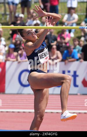 Angers, Frankreich. Juli 2024. MENIKER Nawal CA Montreuil 93 FINALHAUTEURE FRAUEN während der französischen Leichtathletik-Meisterschaft 2024 am 30. Juni 2024 im Stade du Lac de Maine in Angers, Frankreich. Foto: Laurent Lairys/ABACAPRESS. COM Credit: Abaca Press/Alamy Live News Stockfoto