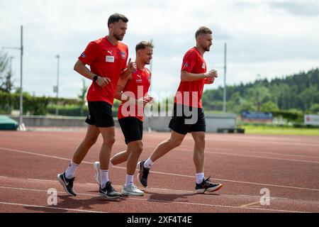 Patrick Mainka (FC Heidenheim, #06), Leonardo Weschenfelder Scienza, Denis Thomalla (FC Heidenheim, #11), GER, FC Heidenheim, Laktattest, Fussball, Bundesliga, Spielzeit 2024/2025, 01.07.2024, Foto: Eibner-Pressefoto/Sascha Walther Stockfoto