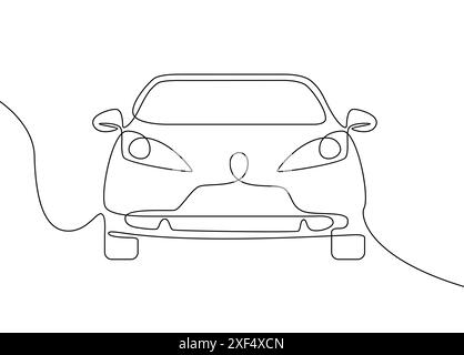 Vektor-Elektroauto-Konzept. Grafische Darstellung einer einzeiligen Zeichnung. Stock Vektor