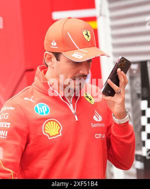 Barcelona, Spanien. Juni 2024. 20.06.2024, Circuit de Catalunya, Barcelona, Formel 1 Aramco Grand Prix von Spanien 2024, im Bild Charles Leclerc (MCO), Scuderia Ferrari HP/dpa/Alamy Live News Stockfoto