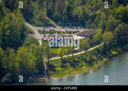 Luftaufnahme, H1 am See Restaurant Gastronomie am Hennesee, Berghausen, Meschede, Sauerland, Nordrhein-Westfalen, Deutschland, Luftbild, Restaurant, Stockfoto