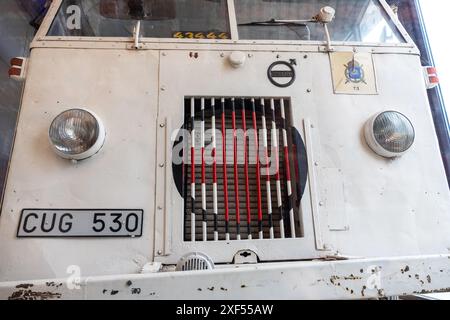 Das tägliche Leben, Schloss Malmö in der Stadt Malmö, Schweden, am Freitag. Im Bild: A Bus 44 - CUG 530, „Vita bussarna“ (auf deutsch: Weiße Busse). White Buses war eine schwedische humanitäre Operation mit dem Ziel, Skandinavier in deutschen Konzentrationslagern während der letzten Phasen des Zweiten Weltkriegs zu befreien Stockfoto