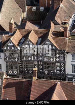 Die Dächer von Ludlow aus Sicht der St. Laurence's Church, Ludlow, Shropshire, England, Großbritannien Stockfoto