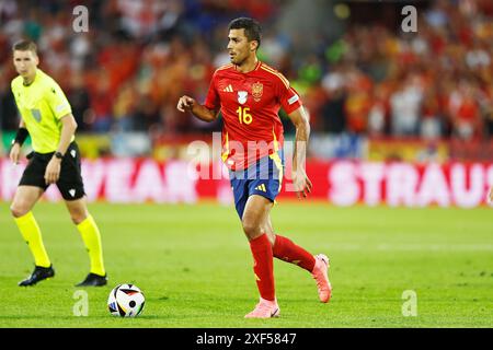 Rodri (ESP), 30. JUNI 2024 - Fußball / Fußball : UEFA-Europameisterschaft Deutschland 2024 - Achtelspiel zwischen Spanien 4-1 Georgien im Kölner Stadion. (Foto: Mutsu Kawamori/AFLO) Stockfoto