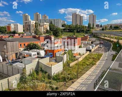 Rosny-sous-Bois, Frankreich, Allgemeine Ansicht, Gebäude, Pariser Vorort, U-Bahn-Linie 11, seine Saint Denis, öffentliche Verkehrsmittel, Blick aus der Vogelperspektive auf die pariser Straßen Stockfoto