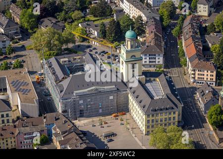 Luftansicht, Witten Rathaus mit Baustellenrenovierung und Gerüstbau, Hauptstraße, Witten, Ruhrgebiet, Nordrhein-Westfalen, Deutschland, Aeri Stockfoto