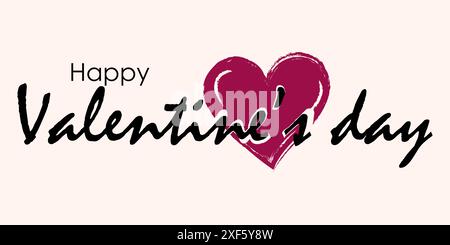 Hand gezeichnetes Herz. Alles Gute zum Valentinstag. Weihnachtsgrußkarte im Februar. Romantische Feier. Roter Lippenstift Love Heart. Schriftart mit Schriftzug. Herzlichen Glückwunsch. Lovers Einladung. Vektorbanner-Design Stock Vektor