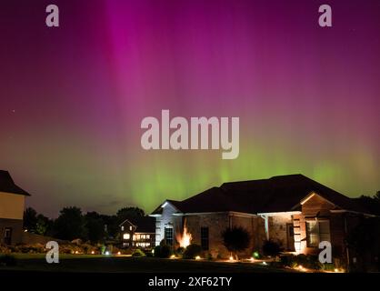 Aurora borealis am 10. Mai 2024, wie sie in Central Kentucky beobachtet wurde Stockfoto
