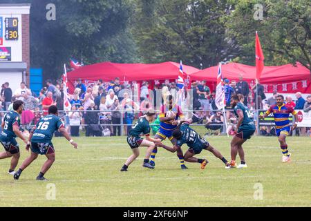 Drei Spiele der Rugby League wurden am Armed Forces Day in Warrington für die Tom Sephton Trophy ausgetragen, einen jungen Soldaten aus Warrington, der in AK leider getötet wurde Stockfoto