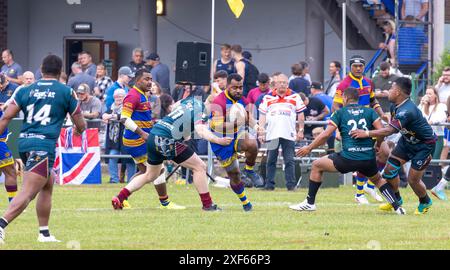 Drei Spiele der Rugby League wurden am Armed Forces Day in Warrington für die Tom Sephton Trophy ausgetragen, einen jungen Soldaten aus Warrington, der in AK leider getötet wurde Stockfoto