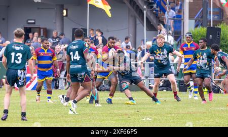 Drei Spiele der Rugby League wurden am Armed Forces Day in Warrington für die Tom Sephton Trophy ausgetragen, einen jungen Soldaten aus Warrington, der in AK leider getötet wurde Stockfoto