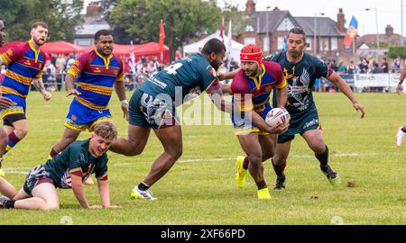 Drei Spiele der Rugby League wurden am Armed Forces Day in Warrington für die Tom Sephton Trophy ausgetragen, einen jungen Soldaten aus Warrington, der in AK leider getötet wurde Stockfoto