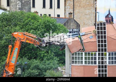 Abriss eines Gebäudes in Paisley, Schottland Stockfoto