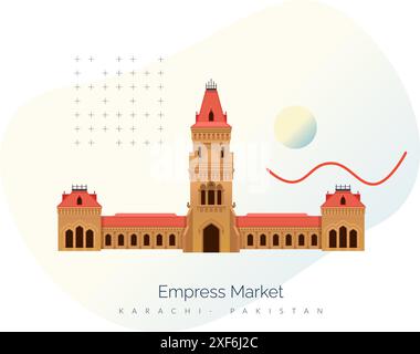 Empress Market – Saddar Town of Karachi, Pakistan – Stock Illustration als EPS 10 Datei Stock Vektor