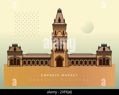 Empress Market – Saddar Town of Karachi, Pakistan – Stock Illustration als EPS 10 Datei Stock Vektor