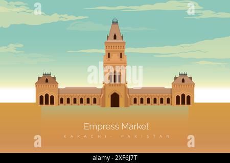 Empress Market – Saddar Town of Karachi, Pakistan – Stock Illustration als EPS 10 Datei Stock Vektor