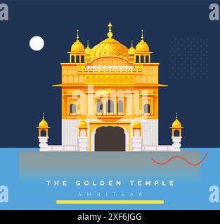 Der Goldene Tempel - Amritsar - Stock Illustration als EPS 10 Datei Stock Vektor