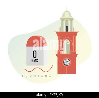 Ziel-Meilenstein - der Uhrenturm - Ghanta Ghar - Ludhiana - Stock Illustration als EPS 10 Datei Stock Vektor