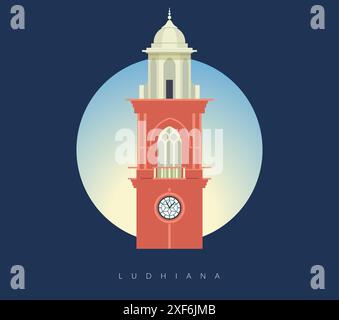 The Clock Tower – Ghanta Ghar – Ludhiana – Stock Illustration als EPS 10 Datei Stock Vektor