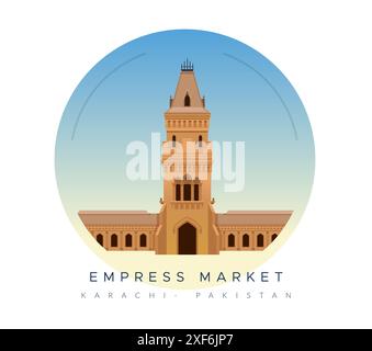 Empress Market – Saddar Town of Karachi, Pakistan – Stock Illustration als EPS 10 Datei Stock Vektor