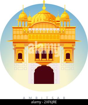 Der Goldene Tempel - Amritsar - Stock Illustration als EPS 10 Datei Stock Vektor