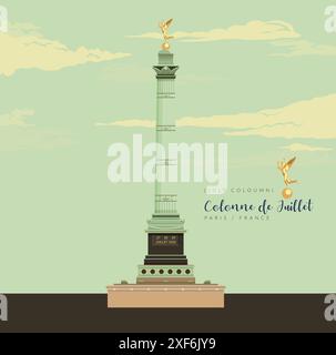 Colonne de Juillet ( The July Coulmn ) - Paris, Frankreich - Stock Illustration als EPS 10 File Stock Vektor