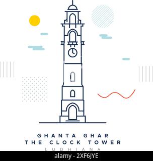 The Clock Tower – Ghanta Ghar – Ludhiana – Stock Illustration als EPS 10 Datei Stock Vektor