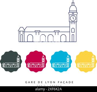 Gare de Lyon - FASSADE - Paris, Frankreich - Stock Illustration als EPS 10 Datei Stock Vektor