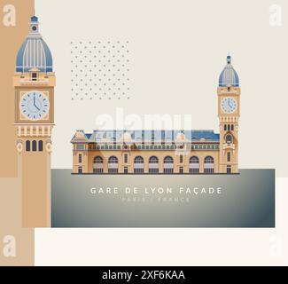 Gare de Lyon - FASSADE - Paris, Frankreich - Stock Illustration als EPS 10 Datei Stock Vektor