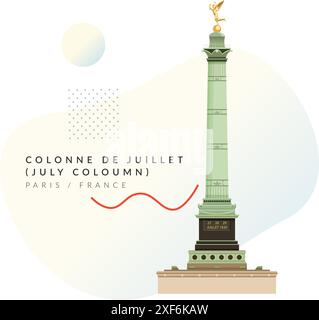 Colonne de Juillet ( The July Coulmn ) - Paris, Frankreich - Stock Illustration als EPS 10 File Stock Vektor