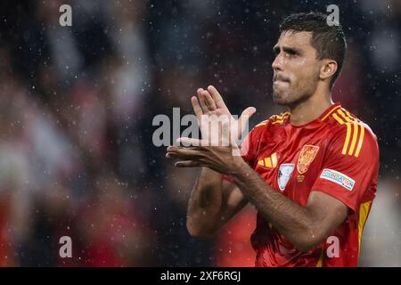 Köln, Deutschland. 30. Juni 2024. Rodri von Spanien feiert am Ende des Achtelfinale der UEFA EURO 2024 zwischen Spanien und Georgien. Quelle: Nicolò Campo/Alamy Live News Stockfoto