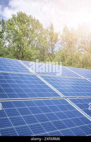 Nahaufnahme von Solarpaneelen, selektiver Fokus. Stockfoto