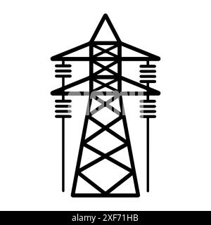 Stromsymbol oder modernes Leitungssymbol. Vektorgrafik und Ikonendesign mit auffälligen Konturen. Schwarzes und weißes Pixel Perfect minimalistisches Symbol isoliert Stock Vektor
